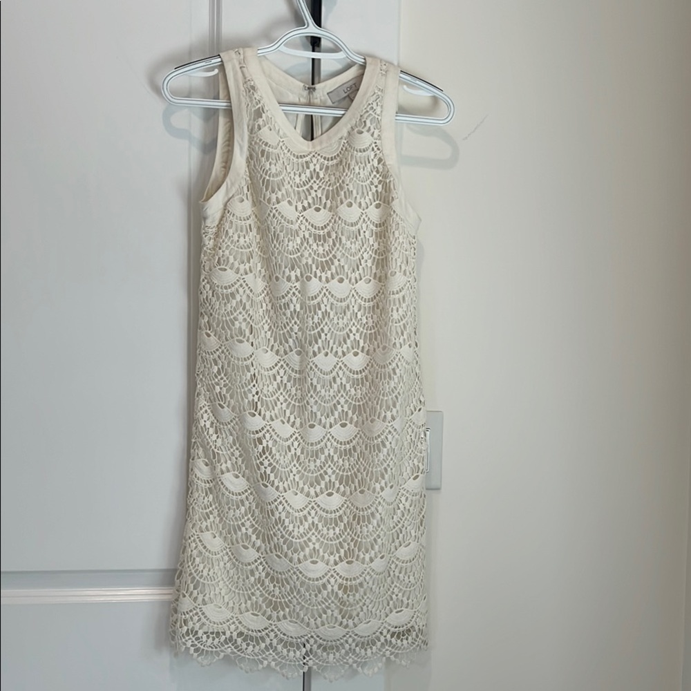 LOFT Cream Halter Sheath Mini Dress